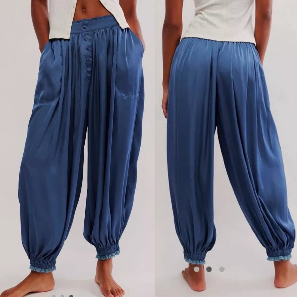 New! Free People Intimately Blue Night Special Solid Pants 4945